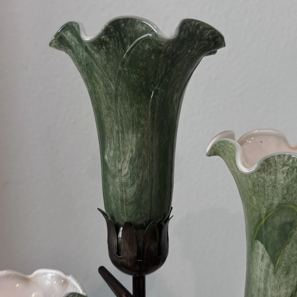 VTG‎ Dale Tiffany Luminarie Tulip Lamp Dragonfly Connoisseur Collection 3 Shade
